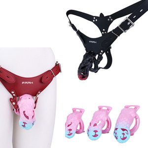 Cage de chasteté masculine en résine Cobra Design, légère et portable, disponible en rose et noir, accessoire BDSM pour adultes 18+ - Product Image 1