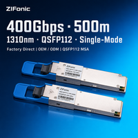 Modul Transceiver Optik ZIFonic 400G QSFP112 DR4 1310nm Single-Mode MPO 500m 400Gbps Fiber untuk Interkoneksi Pusat Data QSFP112