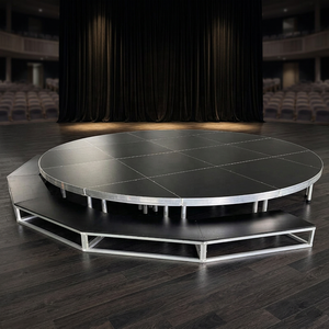 Scène mobile ronde en aluminium pour événements, concerts, mariages, décorée avec des marches courbes - Product Image 1