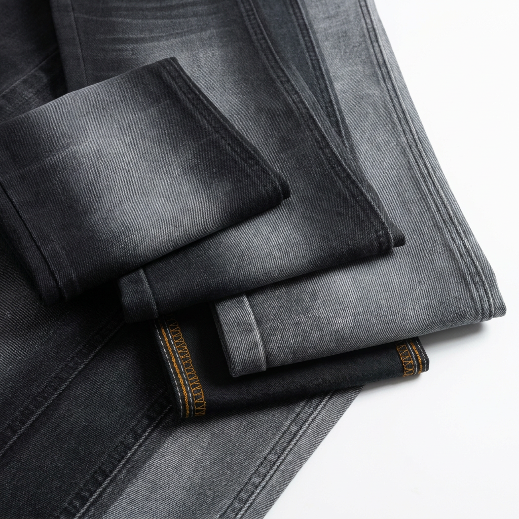 High Quality Sulfur Black Soft Cotton Denim Fabric Low Shrinkage For Raw Look Jeans Fabric Denim Rolls