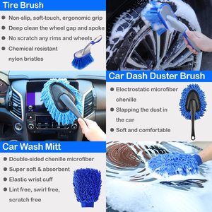 Oferta transfronteriza: Cepillo <span class=keywords><strong>de</strong></span> limpieza <span class=keywords><strong>de</strong></span> coches <span class=keywords><strong>de</strong></span> PP azul <span class=keywords><strong>de</strong></span> 26 piezas, cepillo <span class=keywords><strong>de</strong></span> pulido <span class=keywords><strong>de</strong></span> esponja para llantas y aire acondicionado, y bolsa <span class=keywords><strong>de</strong></span> transporte. - Product Image 3