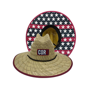 Sombreros de Paja Personalizados con Parche de Surf para Hombre y Mujer, Sombrero de Salvavidas Clásico con Protección Solar UPF 50+ y Tela Impresa Debajo del Sombrero de Playa - Product Image 3