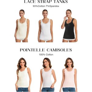 FOXA Camisole en dentelle pour femme 100% Coton Respirant avec style de détection par aiguille - Product Image 6