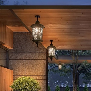 โคมระย้ากลางแจ้งกันน้ำทางเดินระเบียง E27แกะสลักสไตล์ย้อนยุคลานบ้านกรอบโคมไฟระย้า LED สไตล์ยุโรป - Product Image 3