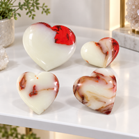 Cœur en agate de feu polie de 6 à 8 cm avec motifs de flammes rouges pour la décoration intérieure, la méditation, les cadeaux et la collection