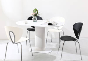 थोक कारखाने फर्नीचर स्कैन्डिवियन 4 सीटर डिनर टेबल सेट सफेद nordic आधुनिक अंडाकार डाइनिंग रूम टेबल - Product Image 2