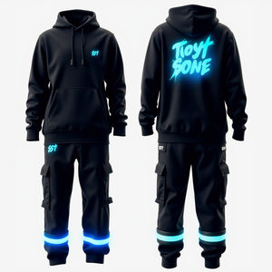 Conjunto Deportivo Unisex de Poliéster/Algodón, Transpirable, Ecológico, de Talla Grande, con Logotipo Personalizado Bordado, Sudadera con Capucha para Hombre, Otoño - Product Image 4