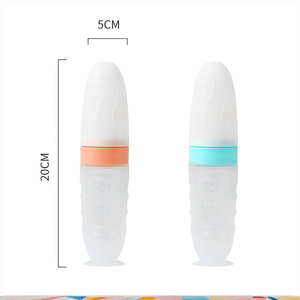 ขวดซิลิโคนเกรดอาหารสำหรับใส่<span class=keywords><strong>ข้าว</strong></span>บด ปลอดภัยและใช้งานง่าย พร้อมลวดลายสัตว์น่ารักและช้อนซิลิโคนนุ่ม สำหรับเด็กอายุ 0-12 <span class=keywords><strong>เดือน</strong></span> - Product Image 4