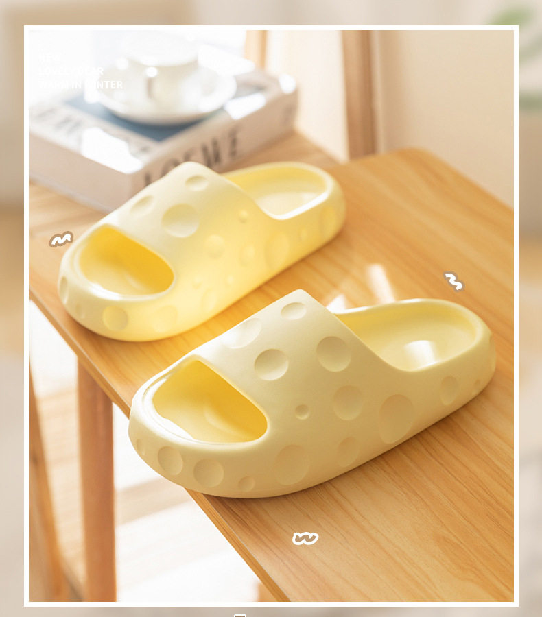 Cheese Slippers Women Home Casual Bathroom Slippers Non-slip Outdoor Soft EVA Slides Shoes
