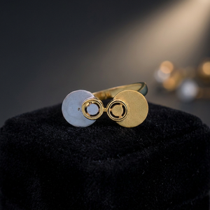 Anillo de Boda Religioso de Oro Sólido de 18K con Diseño Geométrico Moderno y Elegante para Fiesta de Compromiso o Regalo de Aniversario - Product Image 1