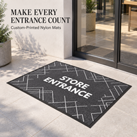 Tapis d'entrée intérieur commercial robuste HM avec logo personnalisé, réversible, écologique, lavable, en nylon, avec dos antidérapant en caoutchouc
