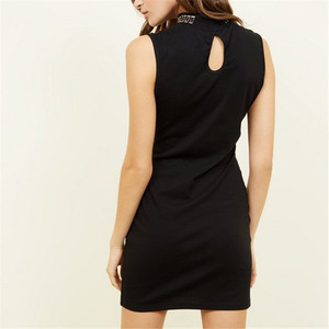 <span class=keywords><strong>2019</strong></span> las mujeres Stretch tela cerradura gema negro vestido <span class=keywords><strong>de</strong></span> cuello alto - Product Image 3