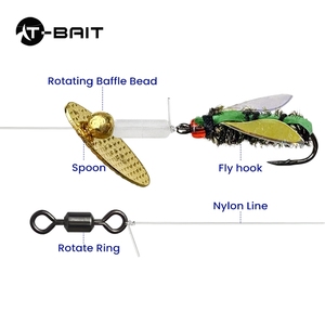 Nouveaux leurres de pêche graines de melon paillettes ligne groupe insectes mouches appâts attachés ensemble de leurres de pêche à la mouche - Product Image 3