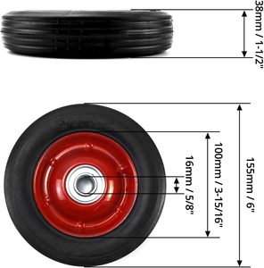 Assemblage de <span class=keywords><strong>roue</strong></span> de 8 pouces <span class=keywords><strong>brouette</strong></span> 4 \ "pneu pneumatique jante en acier métal non plat jardin chariot pelouse camion à main-0.5 \" 0.625 \ "roulement - Product Image 3