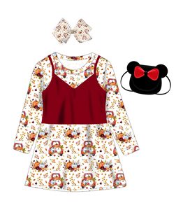 Robe à manches longues imprimée numériquement en gros, ensemble robe et gilet assorti, personnalisation acceptée - Product Image 3