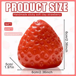 Juguete Blandito de Fresa Realista Popular, Lindo Juguete Antiestrés Hecho a Mano con Textura de Slime, Juguete de Compresión de Moda para Relajación - Product Image 6