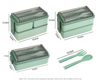 Boîte à lunch en plastique de grande capacité, utilisable au micro-ondes, style japonais, double couche, récipient alimentaire