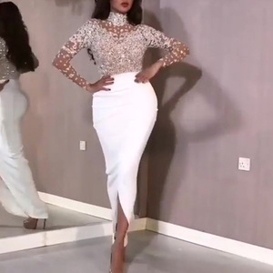 S-2XL <span class=keywords><strong>abito</strong></span> <span class=keywords><strong>lungo</strong></span> con <span class=keywords><strong>spacco</strong></span> alto a una spalla <span class=keywords><strong>abito</strong></span> da sera da donna con maniche lunghe ritagliate sul <span class=keywords><strong>davanti</strong></span> abiti lunghi aderenti bianchi da donna - Product Image 3