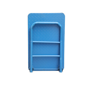 Blue Steel Foldable <b>Platform</b> Hand Cart Four Wheel Industrial Use Powder Coated Heavy Duty Cargo <b>Trolley</b> - Product Image 1