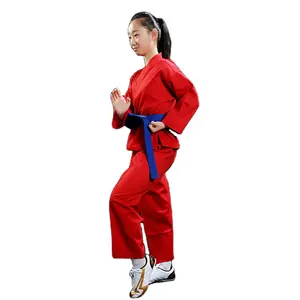 Contoh Gratis Pengiriman Seragam Karate Merah Gi Seni Bela Diri Setelan Karate Gi untuk Orang Dewasa