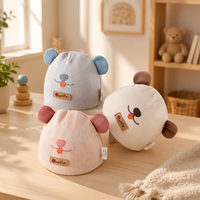 Bonnet en coton de classe A pour nouveau-né, doux, double couche, avec oreilles 3D et patch souriant pour garçons et filles de 0 à 3 mois