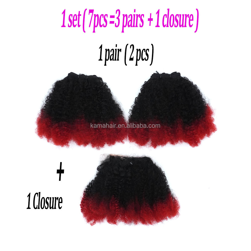 Vast Hair KAMA Soft Futura Hair Blended Bundles Afro Kinky Mixed Blended Human Hair with Closure for Women's Custom Wigs thumbnail 4