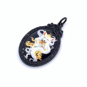 Pendentif renard à neuf queues de style chinois, collier ovale en acier inoxydable, bijoux de mode unisexe, cadeau 216072 - Product Image 4