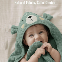 Toalla de Baño con Capucha para Bebé, 100% Algodón Tejido, Cuatro Capas, Suave y Transpirable, Manta Envolvente para Recién Nacidos, para Uso en el Baño