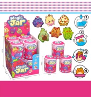 Produit phare : Jouet sensoriel créatif en pot à secouer, avec peluche surprise et brioche souple qui grandit dans l'eau, pour enfants