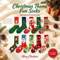 Chaussettes de Noël à motif original, nouvelle conception, chaussettes en coton jacquard haute densité 200N, chaussettes fantaisie pour les fêtes, cadeau d'hiver, chaussettes en gros, chaussettes personnalisées