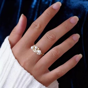 10738DIY Anillo de aleación S925 para accesorios de plata, base vacía para incrustaciones de perlas de moda de 12-14mm - Product Image 2