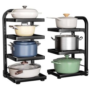 Étagère de rangement réglable à 2 niveaux en acier au carbone robuste pour comptoir de cuisine, support pour pots de fleurs et bacs alimentaires - Product Image 1