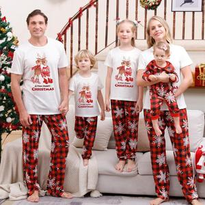 Conjunto de Pijamas de Manga Corta Imitación Algodón, Nuevo Modelo Familiar con Monograma para Primavera, Ropa de Dormir para Padres e Hijos con Diseño de Árbol de Navidad - Product Image 4