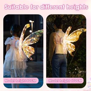 Decorazione del partito luminoso elettrico in movimento <span class=keywords><strong>ali</strong></span> di farfalla fata bambini mobili <span class=keywords><strong>ali</strong></span> di farfalla per le ragazze luce a Led - Product Image 5