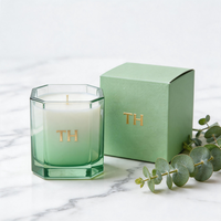 Vente en gros de pots à bougies carrés géométriques transparents nordiques de 8 oz, 10 oz et 12 oz, porte-bougie en verre pour décoration de maison de luxe avec couvercle