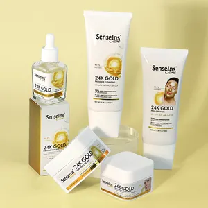 Wholesale 24k gold face care set private label organic moisturizing anti-aging wrinkle firming whitening skin care set