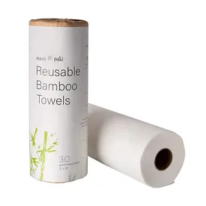 20 Sheets Eco-friendly Bamboo Dish Cloth Towels Machine Washable Reusable Paperless Bamboo Kitchen Towels Rolls