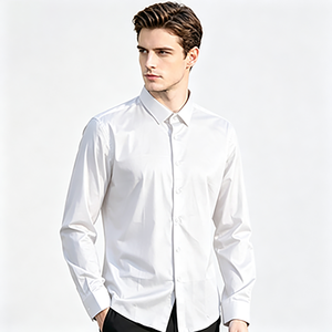 Chemises pour hommes en coton premium 97% et élasthanne 3%, blanches, chemises habillées pour hommes, chemises boutonnées pour le bureau, personnalisables - Product Image 3