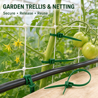 Attaches de câbles en nylon PA66 libérables avec languette de dégagement pour treillis de jardin, serres et lignes d'irrigation