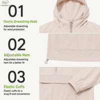 Veste légère et pliable pour femme, à capuche, demi-zip, minimaliste, pour activités de plein air, protection solaire UPF50, randonnée, camping, vente en gros, OEM, faible MOQ