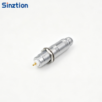 Connecteur RF circulaire Sinztion Série S 00S, femelle, demi-lune, à gorge, coaxial, push-pull, avec contact plaqué or