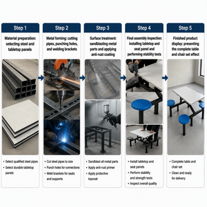 Arredamento per Mensa Scolastica, Tavolo in Fibra di Vetro Resistente con Sedie per Scuole, Fornitura all'Ingrosso, Certificato ISO - Product Image 2