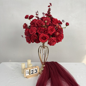 Bola de Flores Rojas de Seda Artificial de 40 cm, Centro de Mesa Floral para Bodas, <span class=keywords><strong>Mini</strong></span> Arreglo Floral Decorativo, Éxito de Ventas en Estados Unidos - Product Image 1