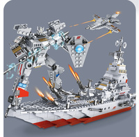 Croiseur militaire blocs de construction 8 en 1 WW2 navire militaire jouet brique ensemble véhicules avion de chasse tige guerre Action jouets éducatifs