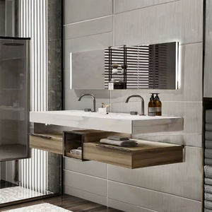 Mueble de Baño Europeo Moderno de Lujo TULPAR OSCAR-1895, 6 Estantes, Material MDF, Tiradores de Latón, Almacenamiento para Baño/Aseo - Product Image 3