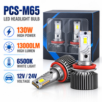 Kit de phares LED pour voiture PCS-M65 130W 13000LM 4070 Chip Ultra Compact Compatible H7 H11 9005 9006 9012 IP68 DOT E-mark CANBUS