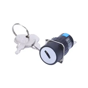 16mm Rotary Switch Round Head Waterproof Button 3 Pins 2 Position Selector Switch OFF ON Electronic Metal Key Lock Switch