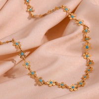 Collier ras du cou Dreamshow en acier inoxydable plaqué or 18 carats avec chaîne florale en émail délicat, accessoires de bijouterie