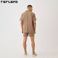 Ensemble chemise et short de plage pour homme, grande taille, imprimé, en tissu recyclé, écologique, de qualité supérieure, en viscose/coton, pour l'été