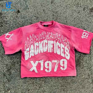 Camiseta de Algodón Grueso de Alta Calidad con Logotipo Personalizado, Camiseta Corta Holgada <span class=keywords><strong>para</strong></span> Hombre, Camiseta con Estampado - Product Image 1